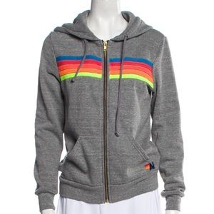 Aviator Nation 5-stripe zip hoodie size small